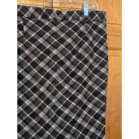 Tory Burch Skirt Womens L Plaid Wool Brown & Black Preppy Office - Picture 7 of 13